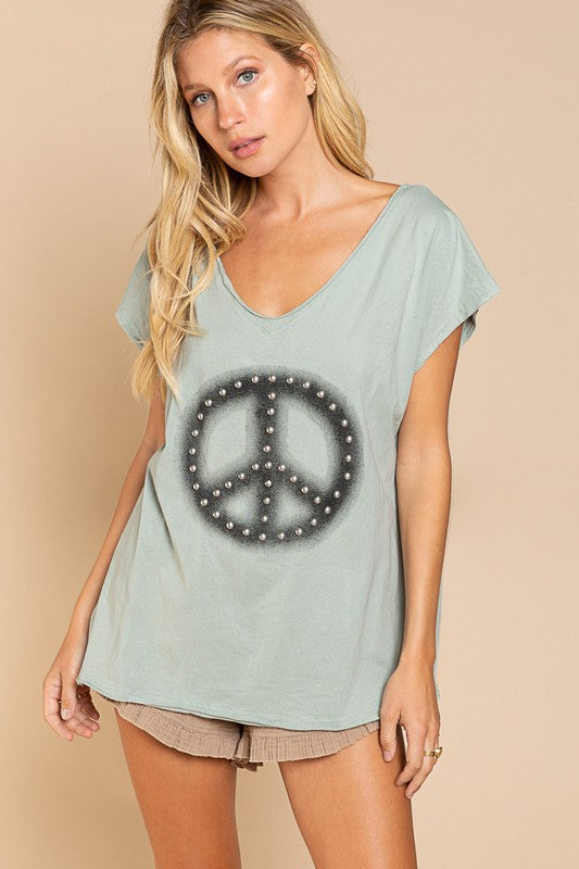 Tee shirt peace and best sale love femme